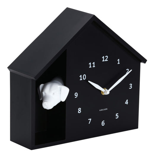 Karlsson Wanduhr Peeking Doggy – Ø 24,9 cm, Schwarz, Kunststoff