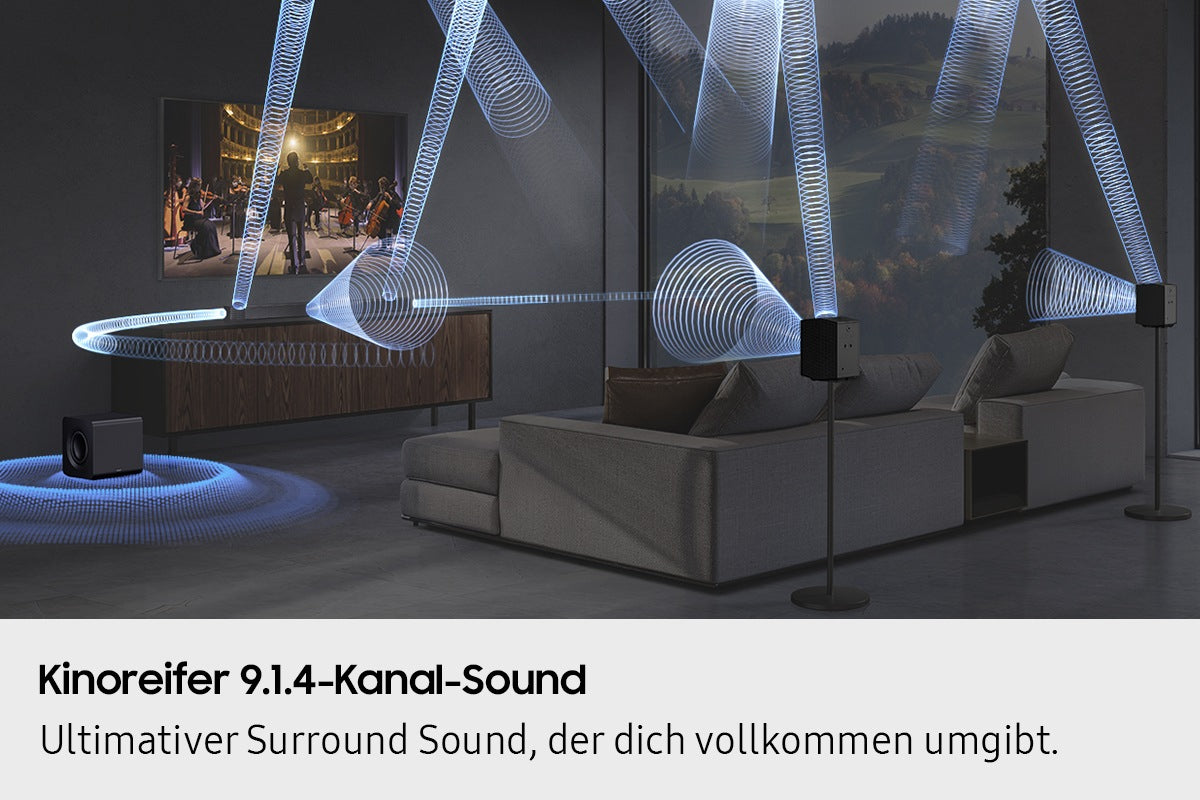 Samsung HW-Q935GF – Soundbar – 9.1.4, Dolby Atmos/DTS:X, mit kabellosem Subwoofer & Rücklautsprechern, Titan Schwarz