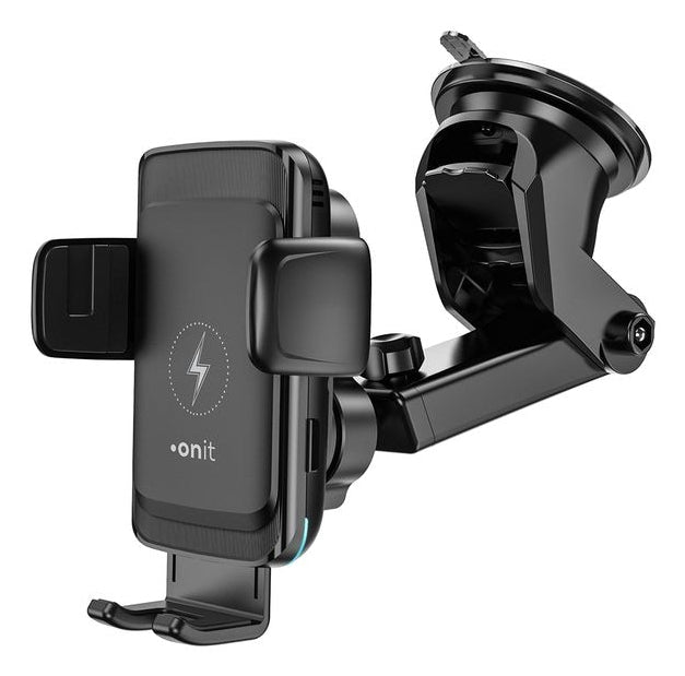 ONIT Smart – Kabellose Auto-Ladehalterung – Saugnapf, Armaturenbrett, USB-C, für Smartphones 60–90 mm – Schwa