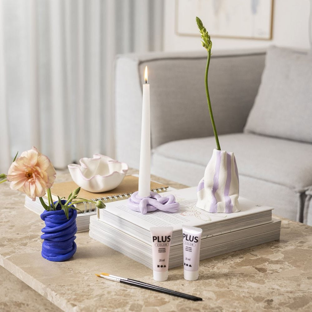 Creativ Company Knete-/Modelliermasse-Set Vase und Schale – Ton, lufttrocknend – mehrfarbig