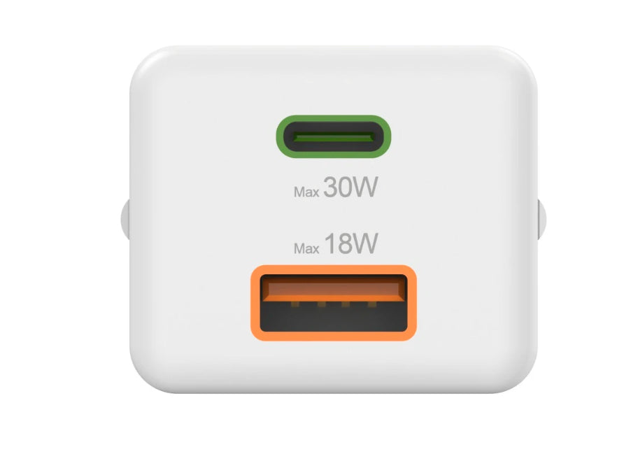 Hama 00201992 USB-Ladegerät 30 W – USB-C×1, USB-A×1 – PD 3.0, QC 3.0 – Weiss