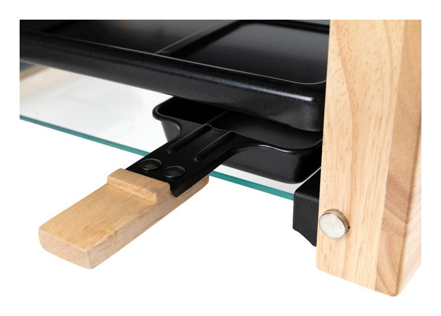 Furber. Furber Raclette-Grill Festa – 4 Personen, Steinplatte, 650 W – Schwarz/Marmor/Holz