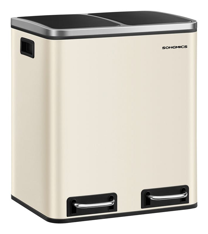 Songmics Systempapierkorb – 30 l – Kunststoff, rechteckig – 2-fach – schwarz – Soft-Close