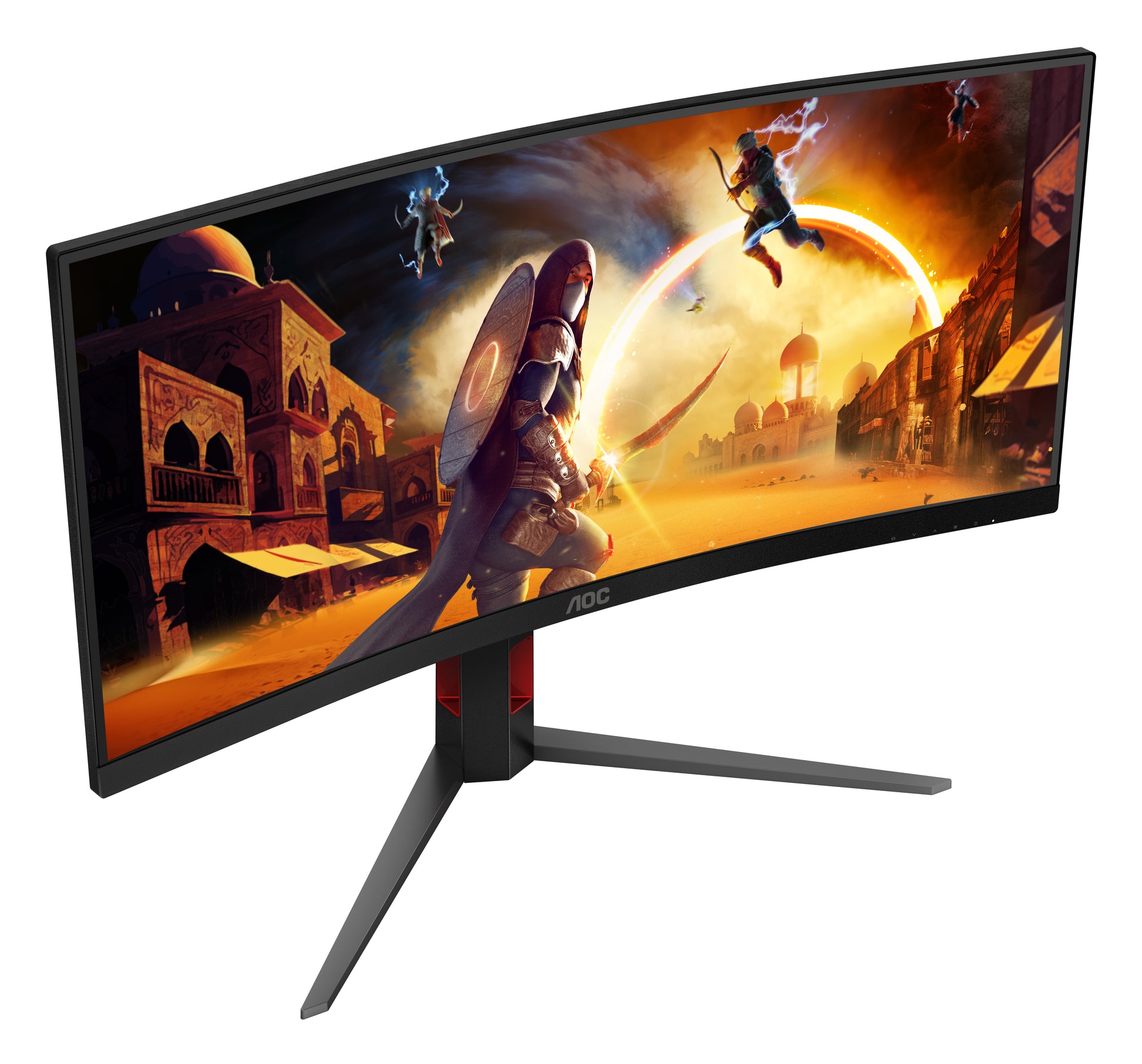 AOC CU34G4 – Monitor, 34", 3440 × 1440 (UWQHD), VA, 180 Hz, Gebogen, Adaptive Sync, Rot