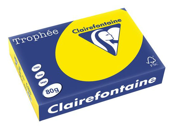 Clairefontaine Trophée Farbiges Kopierpapier Neongelb – A4, 80 g/m², 500 Blatt