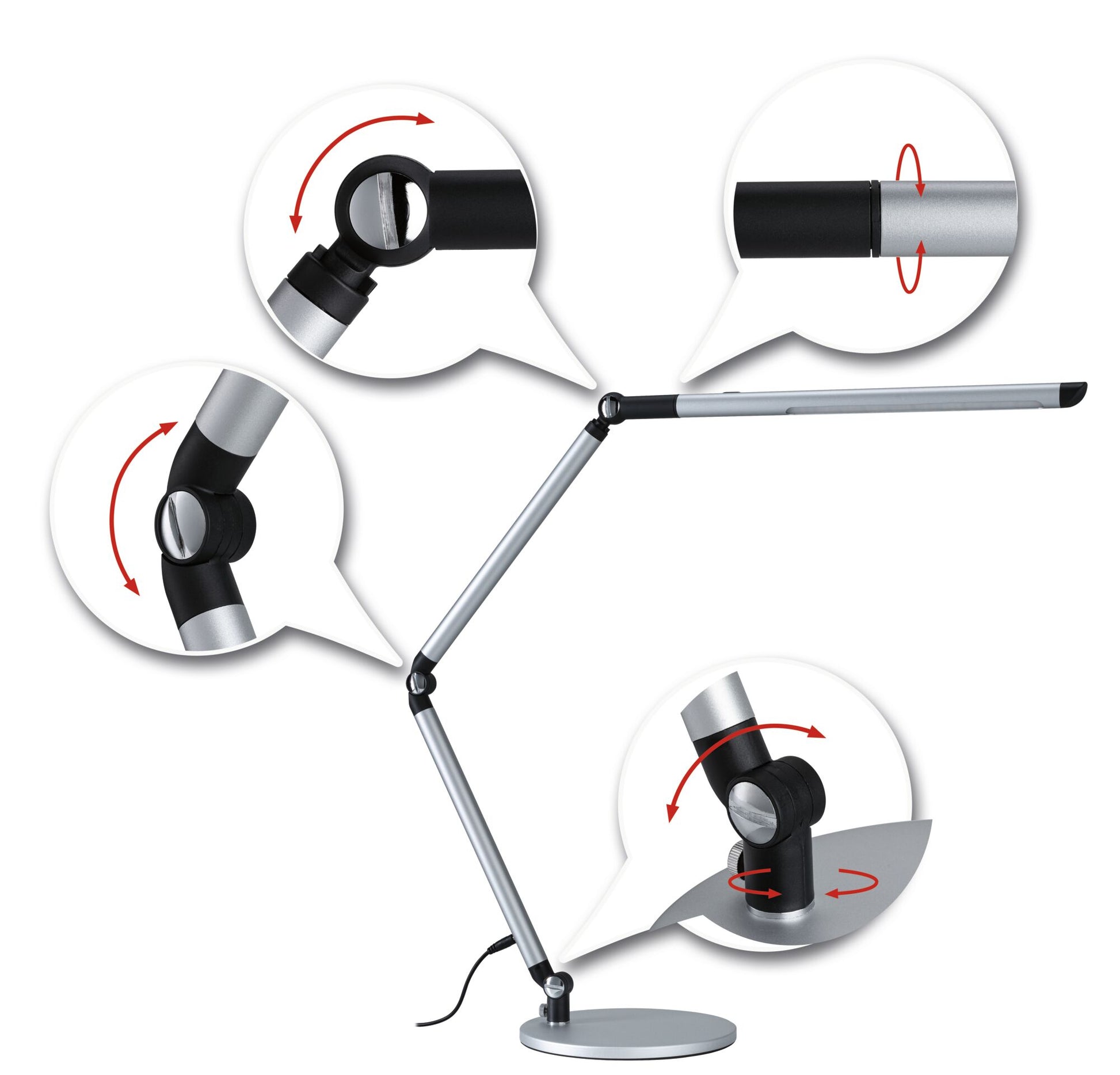 Paulmann Tischleuchte FlexBar – 72,5 × 19 × 36,2 cm, 1000 lm, 9,5 W, 3000–6500 K, dimmbar, silber