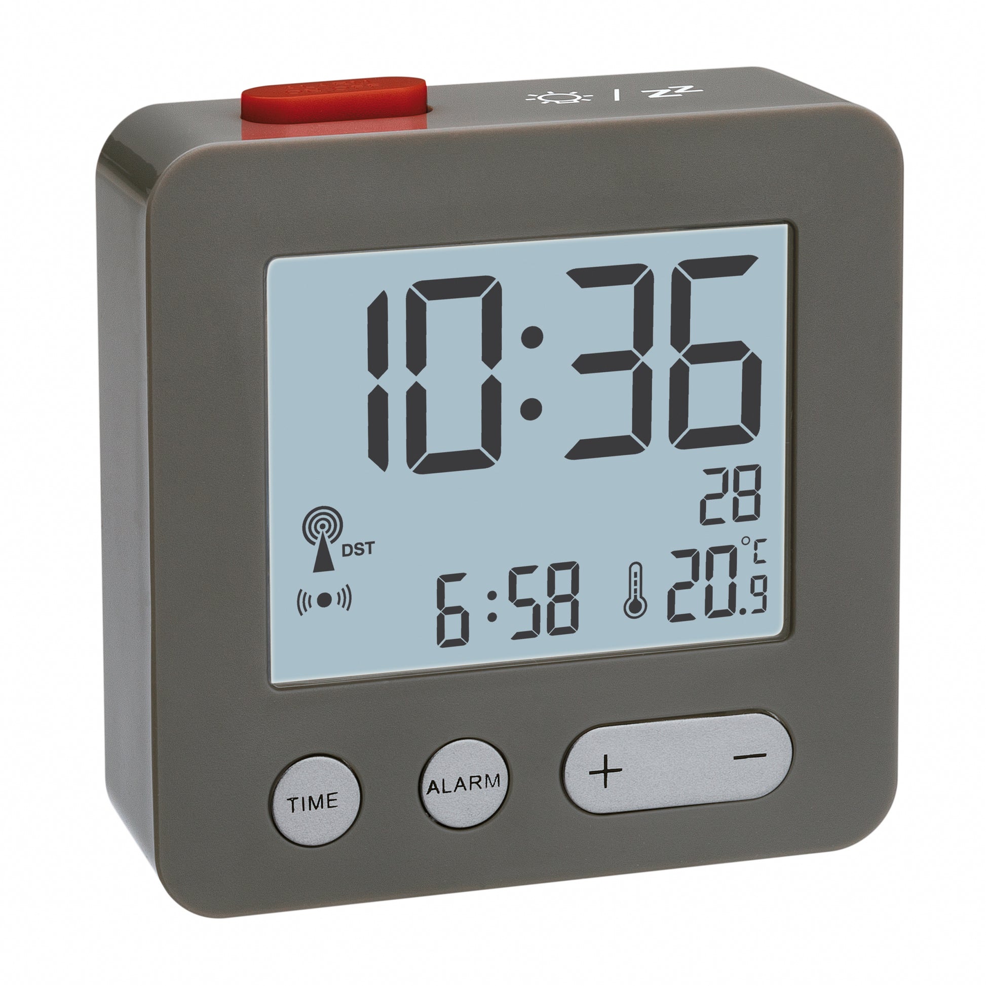 TFA-Dostmann TFA Dostmann Digitalwecker – Funk, Schlummerfunktion, Thermometer, 2,2 × 6,6 × 6,8 cm, Schwarz, Kunststoff