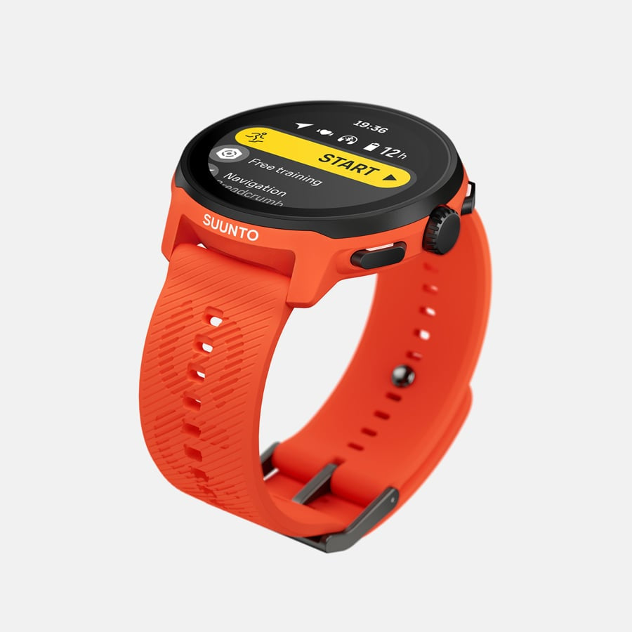 Suunto Run 46 mm GPS – Edelstahl Schwarz, Sportarmband, Orange, 50 m, für Android, iPhone