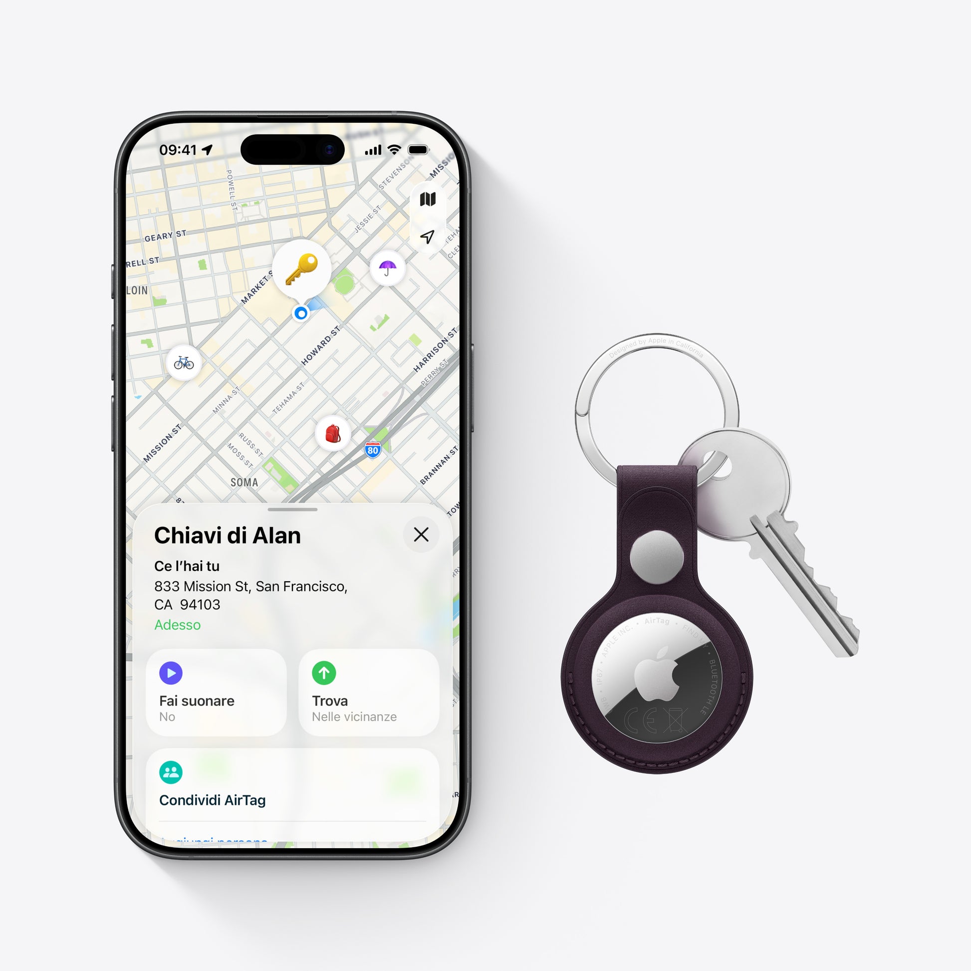 Apple AirTag – Silber, Weiss, IP67, für iPhone