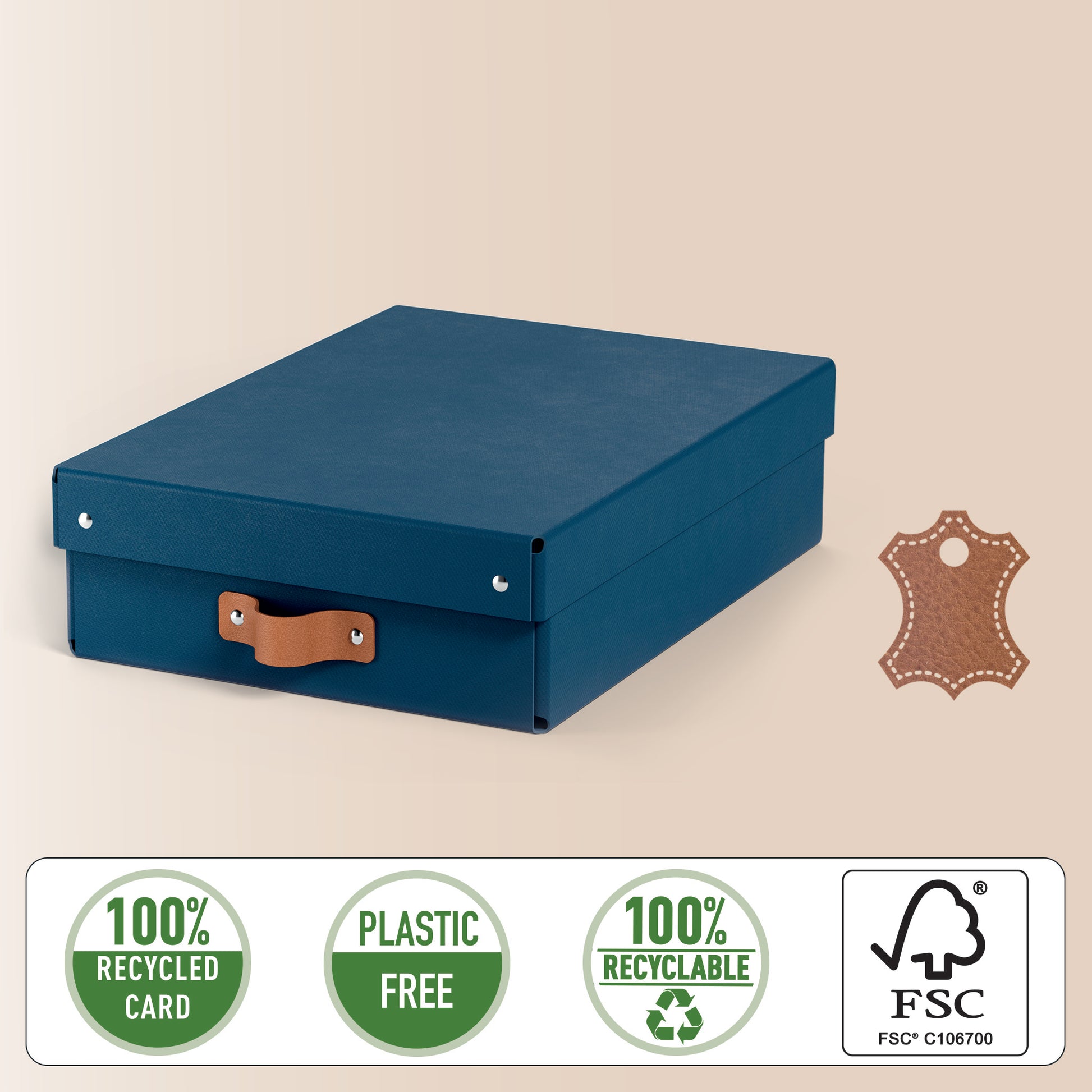 Leitz Aufbewahrungsbox 8 L – mit Klappdeckel, 355 × 100 × 260 mm, Nachtblau, Karton, 2er Pack