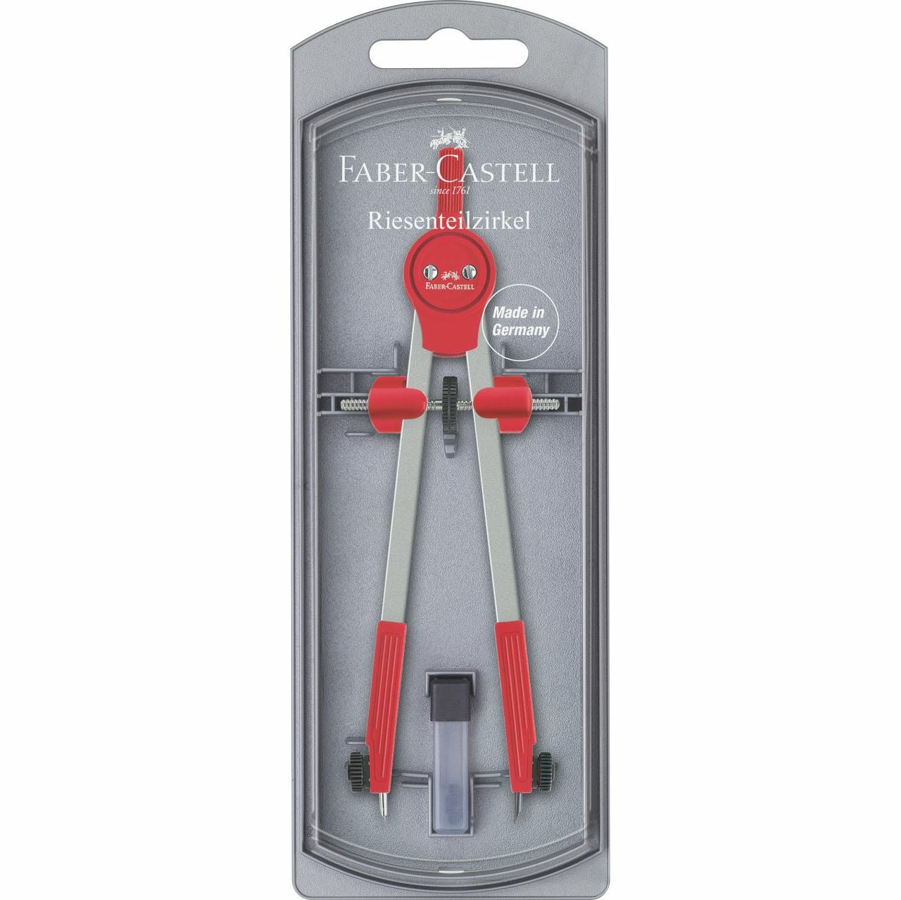 Faber-Castell Zirkel – Länge 170 mm, max. Kreis-Ø 34 cm, im Etui, farbig sortiert