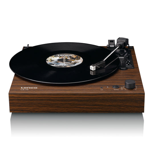 Lenco LS-15WD – Plattenspieler (Riemenantrieb), Bluetooth, Phono-Vorverstärker, 33⅓/45 – Braun