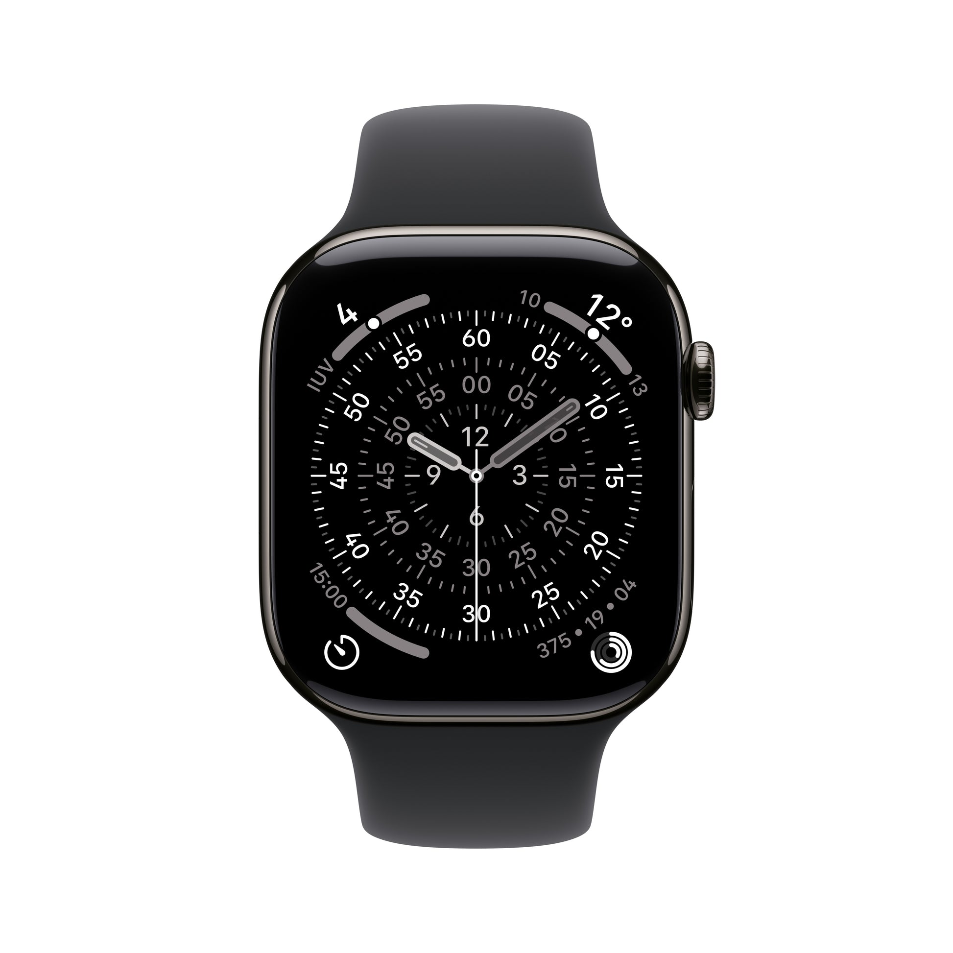 Apple Watch S11 – Smartwatch – 46 mm, LTE, OLED, 50 m, Slate Titanium, Schwarz (Sportarmband, S/M)