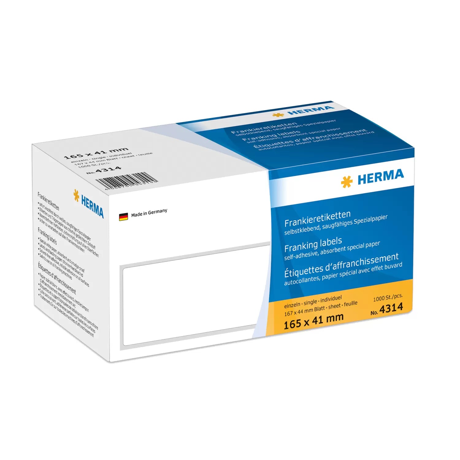 HERMA Frankier-Etiketten – Etiketten (Bogen) 165 × 41 mm – Papier, weiss – permanent haftend – 1.000 Stk.