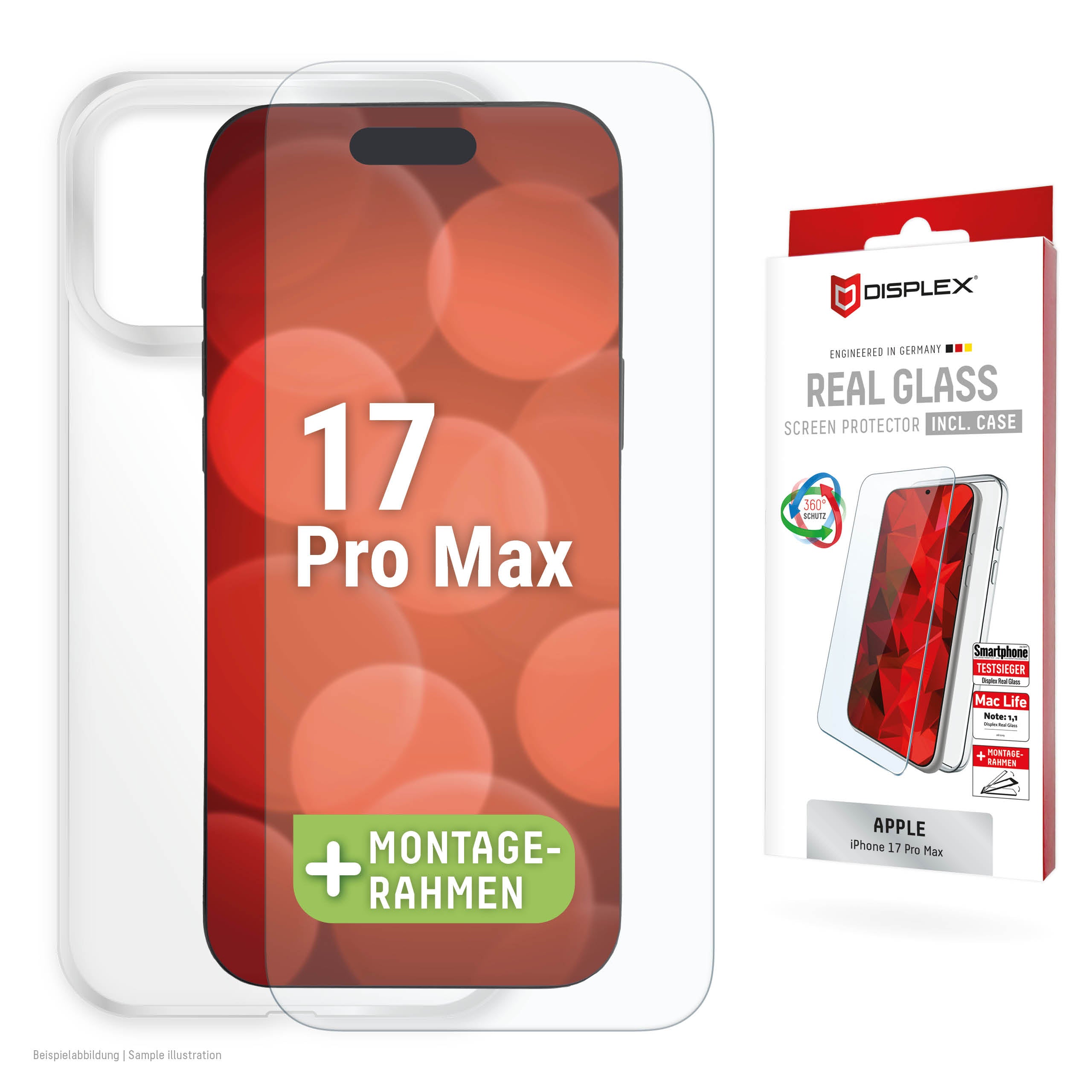 E.V.I. Displayschutz (Panzerglas), 10H – für iPhone 17 Pro Max – mit Applikator
