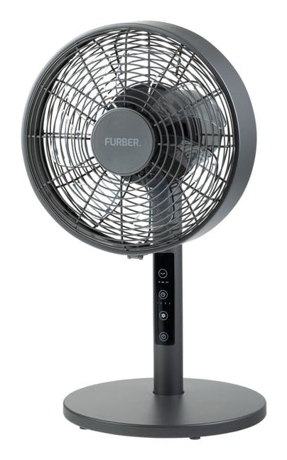 Furber. Furber Tischventilator Vayu-Touch Mini – 25,5 cm, 4 Stufen, oszillierend, Timer, 14 W, Grau