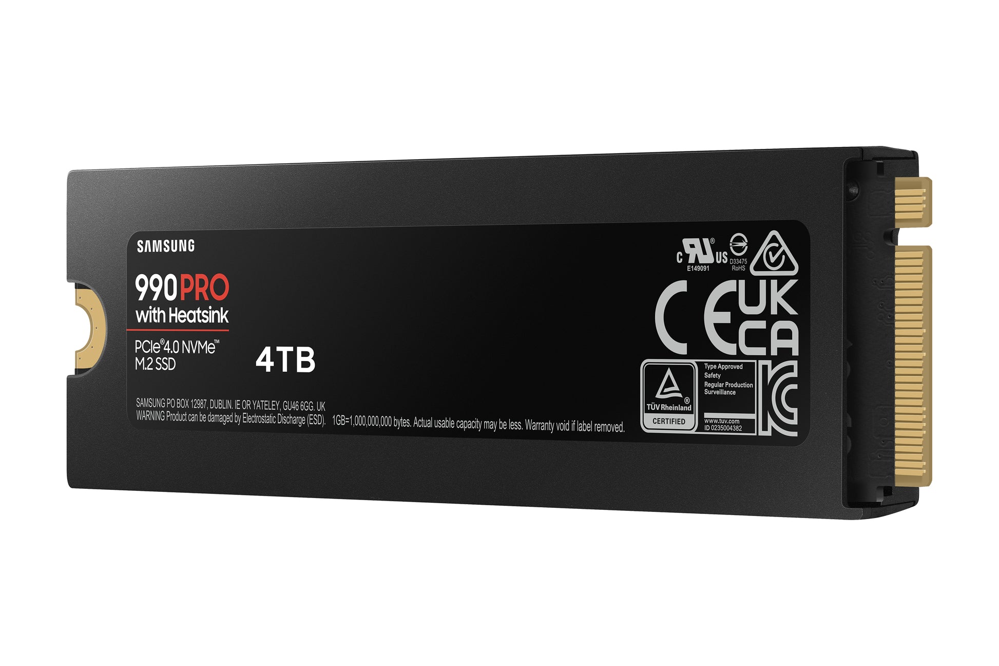 Samsung 990 PRO – 4 TB M.2 2280 NVMe PCIe 4.0 x4, 7'450/6'900 MB/s, V-NAND TLC, mit Kühlkörper