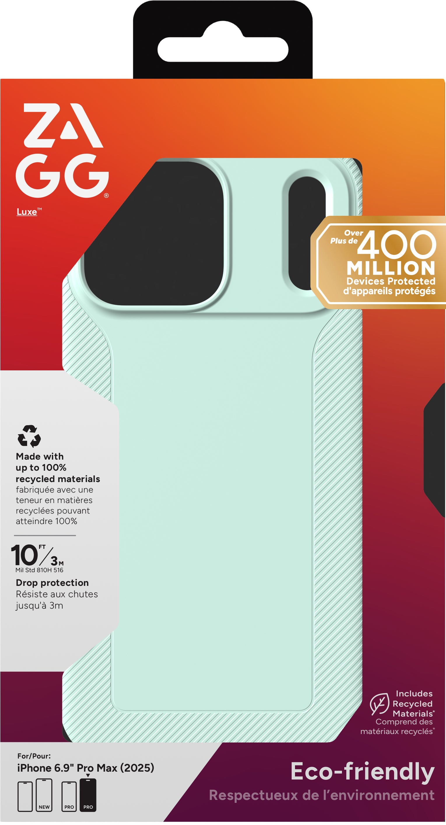 ZAGG Luxe Snap Backcover – für Apple iPhone 17 Pro Max – MagSafe, Graphen, Serene Mint, bis 3 m sturzsicher