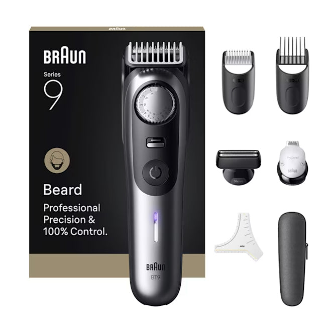 Braun Bartschneider Serie 9 BT9520 – Akku, 180 min Laufzeit – 0,5–20 mm – Schwarz/Grau