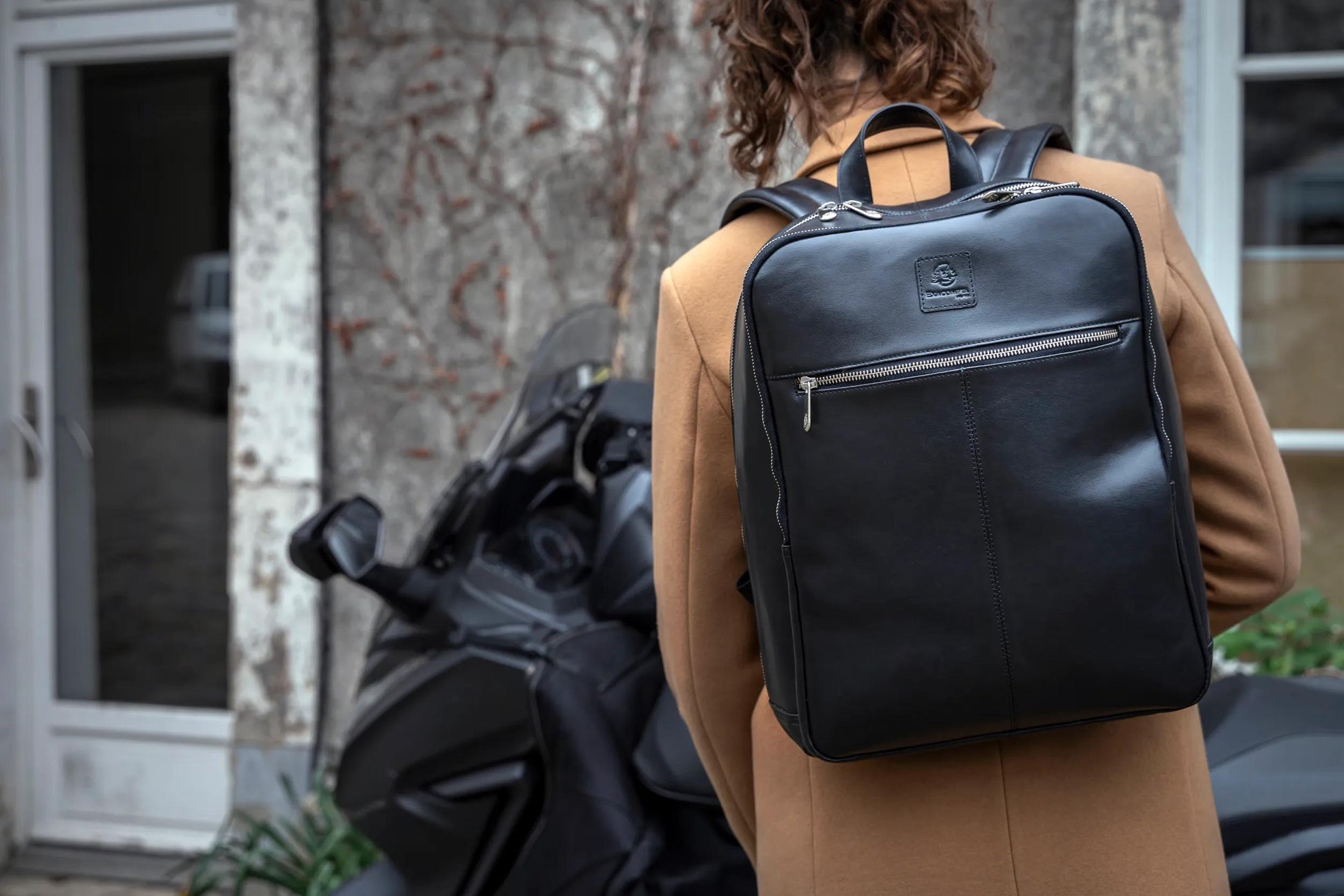 Exacompta Notebook-Rucksack bis 15,6" – Leder, wasserabweisend – Schwarz