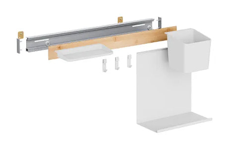 TESA Küchenorganizer Kombi-Set S – Aluminium/Bambus, 60 × 34 × 15 cm