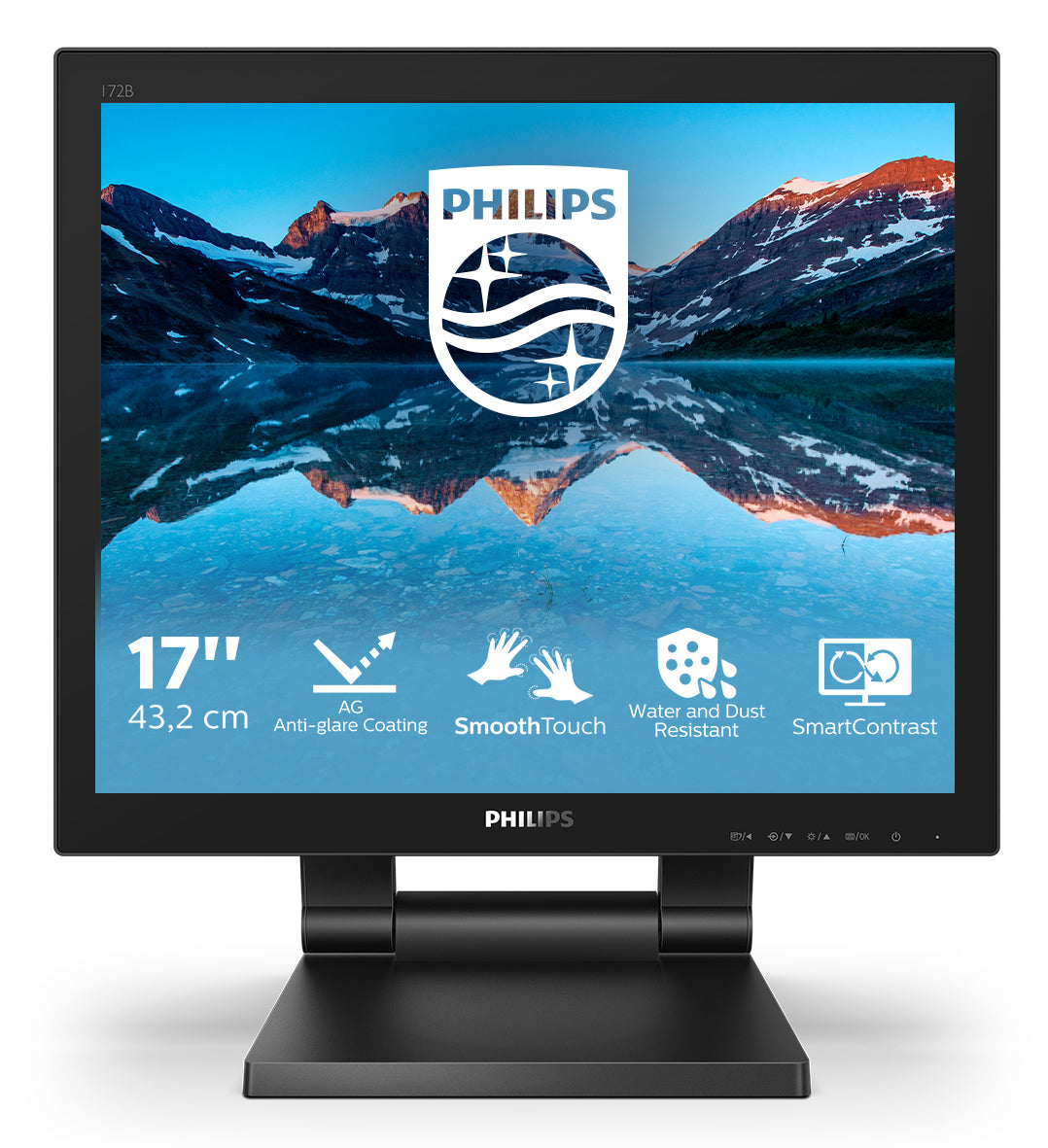 Philips 172B9TL/00 – Monitor, 17", 1280 × 1024 (SXGA), TN, Touch, 60 Hz, 250 cd/m², VESA 100 × 100, Schwarz