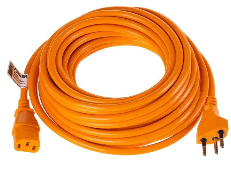 Furber. Netzkabel – T12–IEC C13, 10 m, 10 A, orange