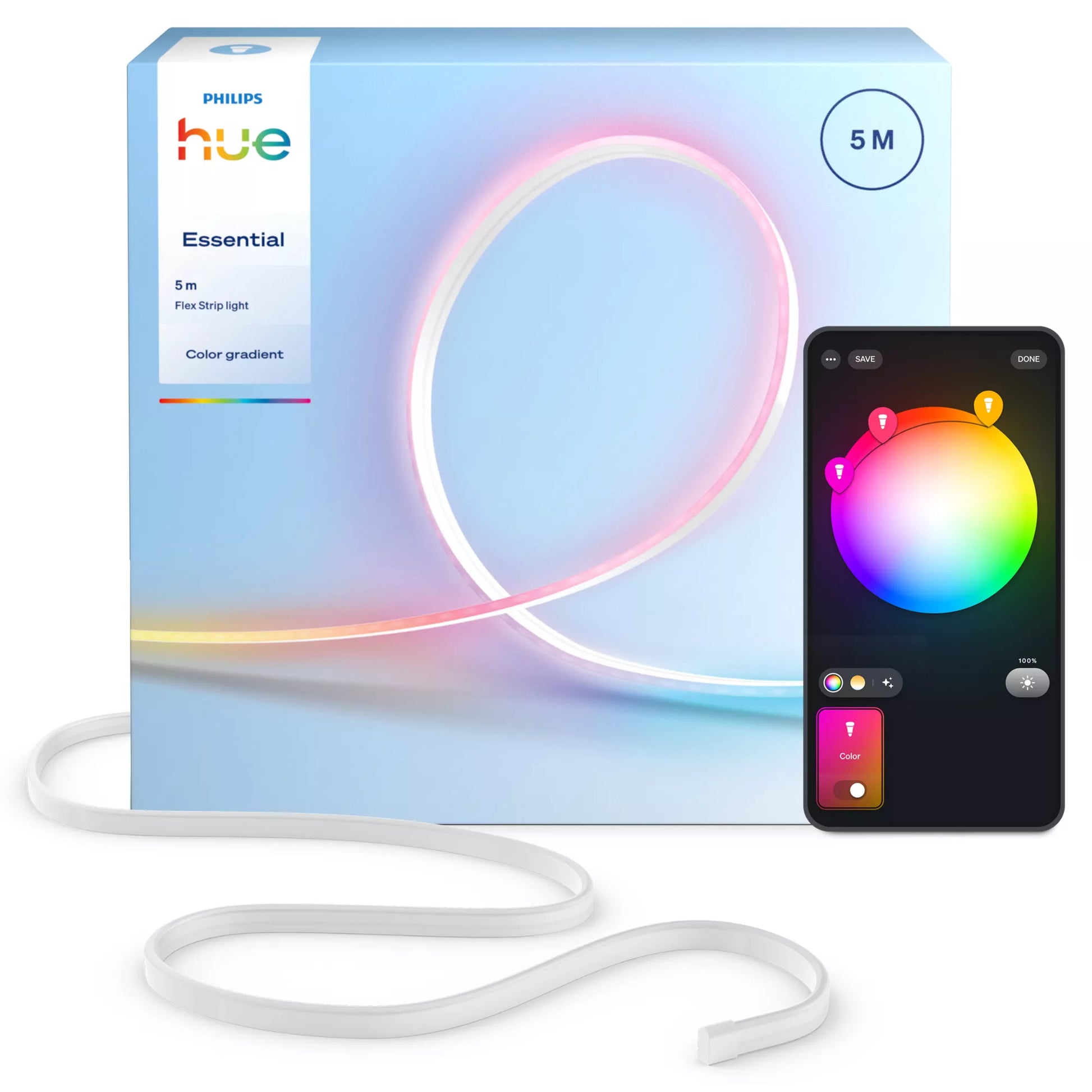 Philips by Signify Philips Hue Lightstrip – LED-Lichtstreifen – 5 m, Mehrfarbig, Zigbee – für Amazon Alexa, Google Assistant
