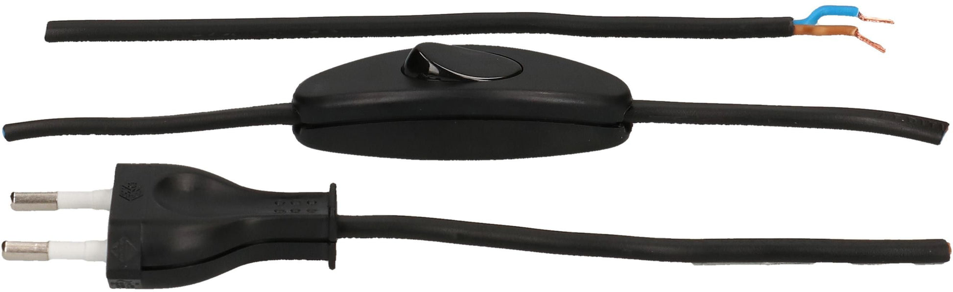 Max Hauri AG Max Hauri Netzkabel – offen–T26, 2 m, H03VVH2-F, 2×0,75 mm², Schwarz