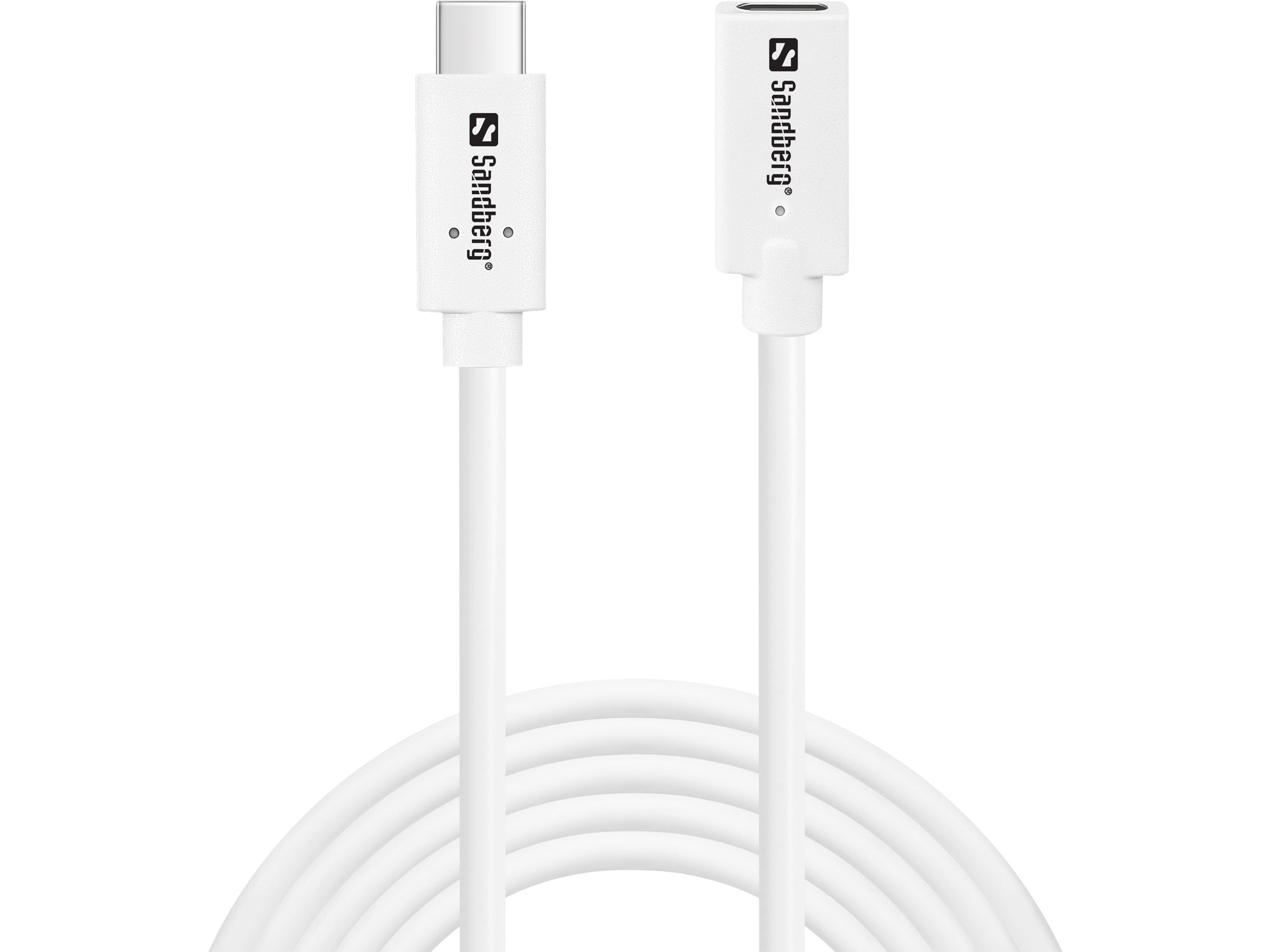 Sandberg USB-C Verlängerungskabel (Stecker auf Buchse) – USB 3.2 Gen 2 (10 Gbit/s) – 2 m – PD 100 W – Weiss
