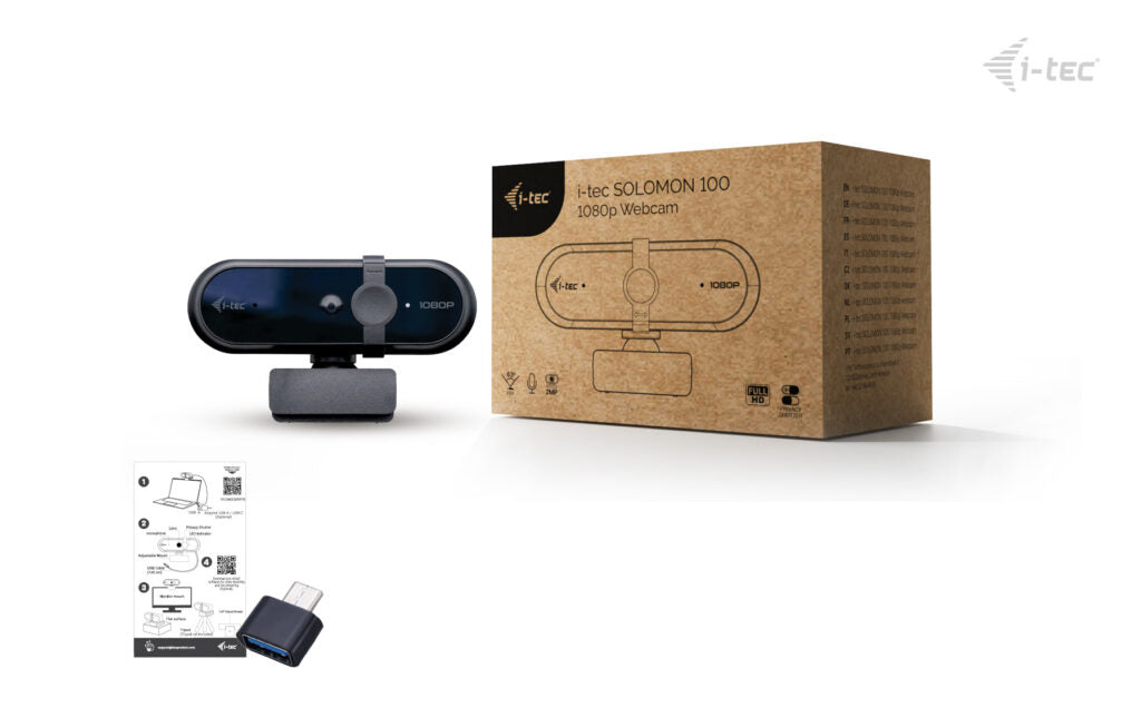 i-tec SOLOMON 100 Webcam – Full HD 1080p, 30 fps, USB – Schwarz