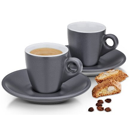 Kela Espressotasse – 50 ml, Ø 12 cm, Keramik, Grau