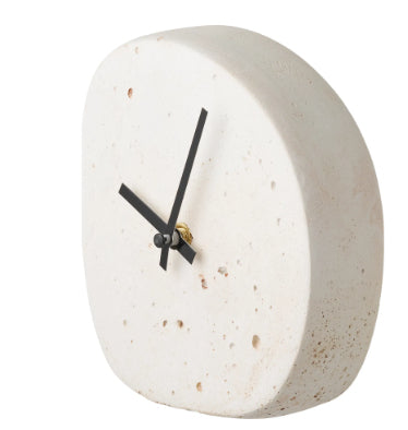 House Nordic Linz Tischuhr – Analog, 14 × 15 × 5 cm, Weiss, Zement