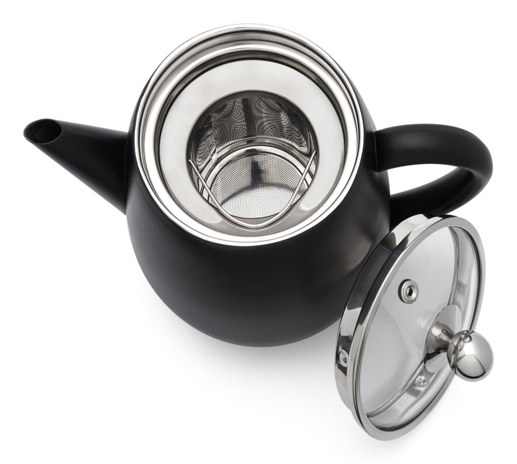 Bredemeijer Teekanne – 1,1 l, Glas/Edelstahl, Schwarz/Transparent, mit Teefilter, spülmaschinenfest