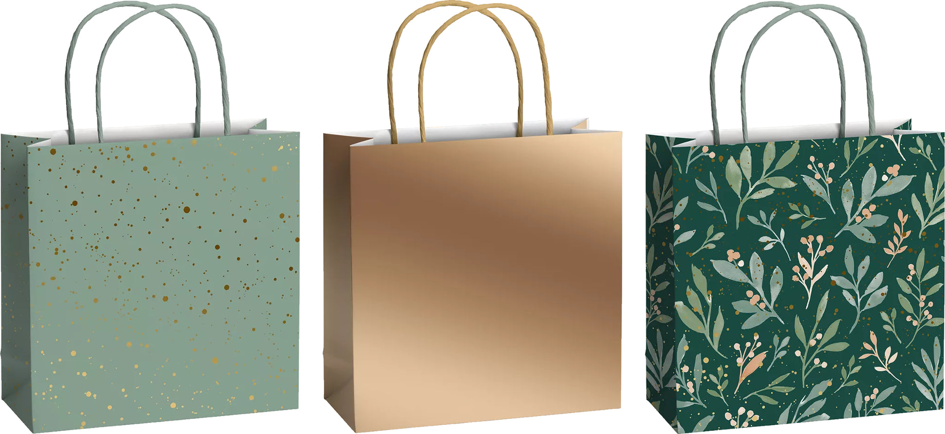Stewo Geschenktüten-Set 'Arona' – 20 × 8 × 20 cm, Papier, Metallisch, 200 g/m², Mehrfarbig, 3 Stück