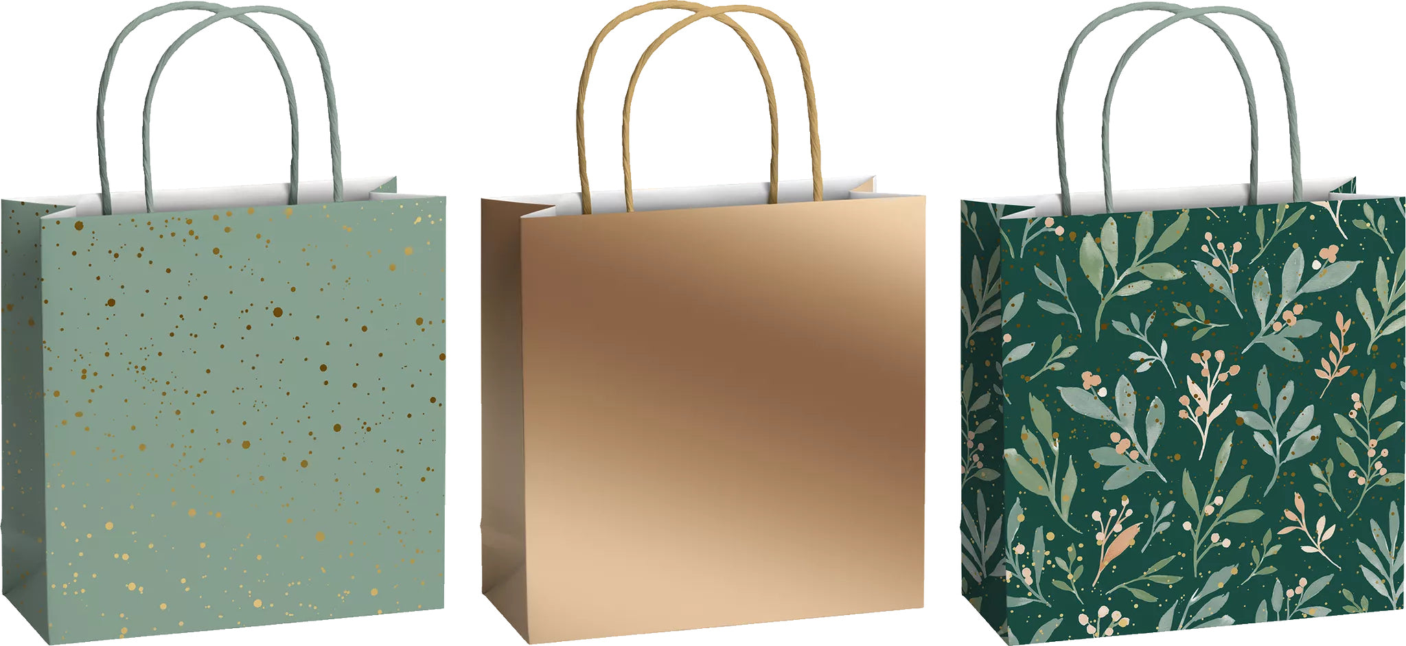 Stewo Geschenktüten-Set 'Arona' – 20 × 8 × 20 cm, Papier, Metallisch, 200 g/m², Mehrfarbig, 3 Stück