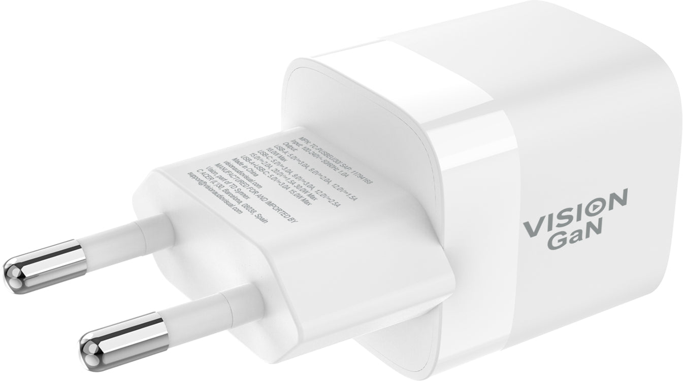 Vision TC-PUSBEU/30 USB-Ladegerät 30 W – USB-C×1, USB-A×1 – QC 3.0 – für iPhone, iPad und andere – EU-Stecker (Typ)
