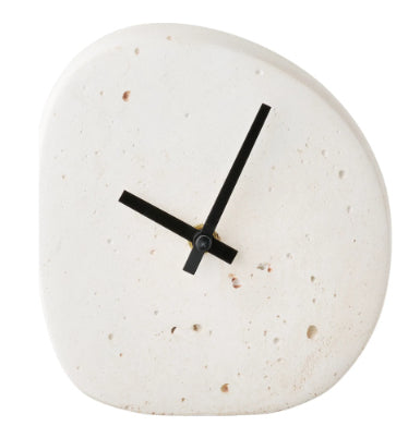 House Nordic Linz Tischuhr – Analog, 14 × 15 × 5 cm, Weiss, Zement
