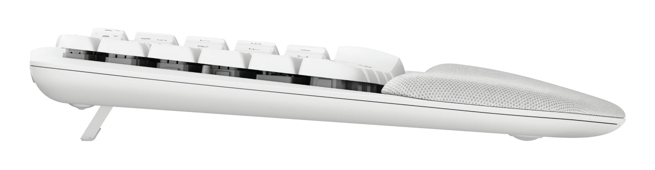 Logitech Wave Keys – Ergonomische Tastatur – Bluetooth & 2,4 GHz (Logi Bolt USB‑A) – QWERTY (Nordic) – Weiss