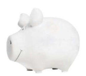G. Wurm Spardose Schwein – 3-teilig – Keramik, weiss – 12,5 × 9 × 9 cm