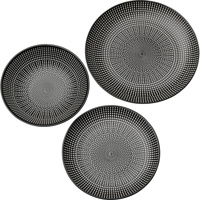 KARE Servierschale – 12-teiliges Set, 700 ml, Porzellan, Schwarz/Weiss, spülmaschinenfest, mikrowellengeeignet