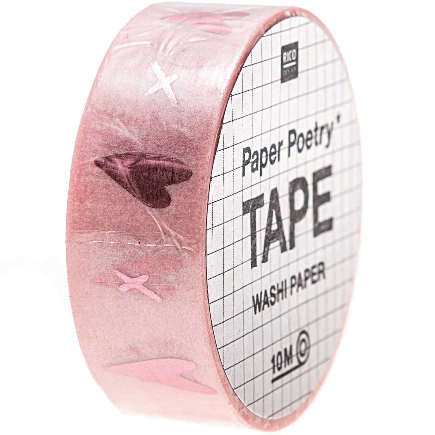 Rico Design Washi Tape – 15 mm × 10 m, rosa, Papier, wiederablösbar, 1 Rolle