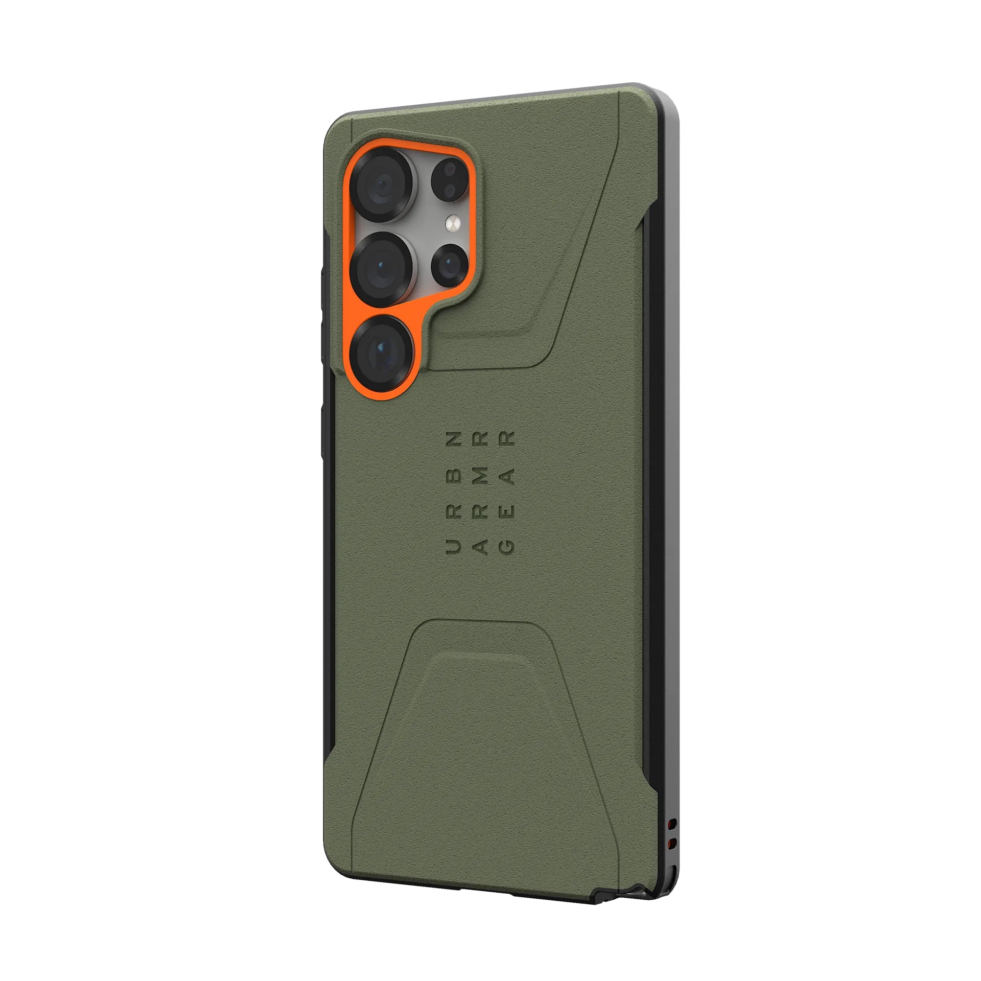 Urban Armor Gear UAG Civilian – Rückcover – für Samsung Galaxy S25 Ultra, MagSafe, Kunststoff, Olive/Orange, bis 6 m sturzsicher
