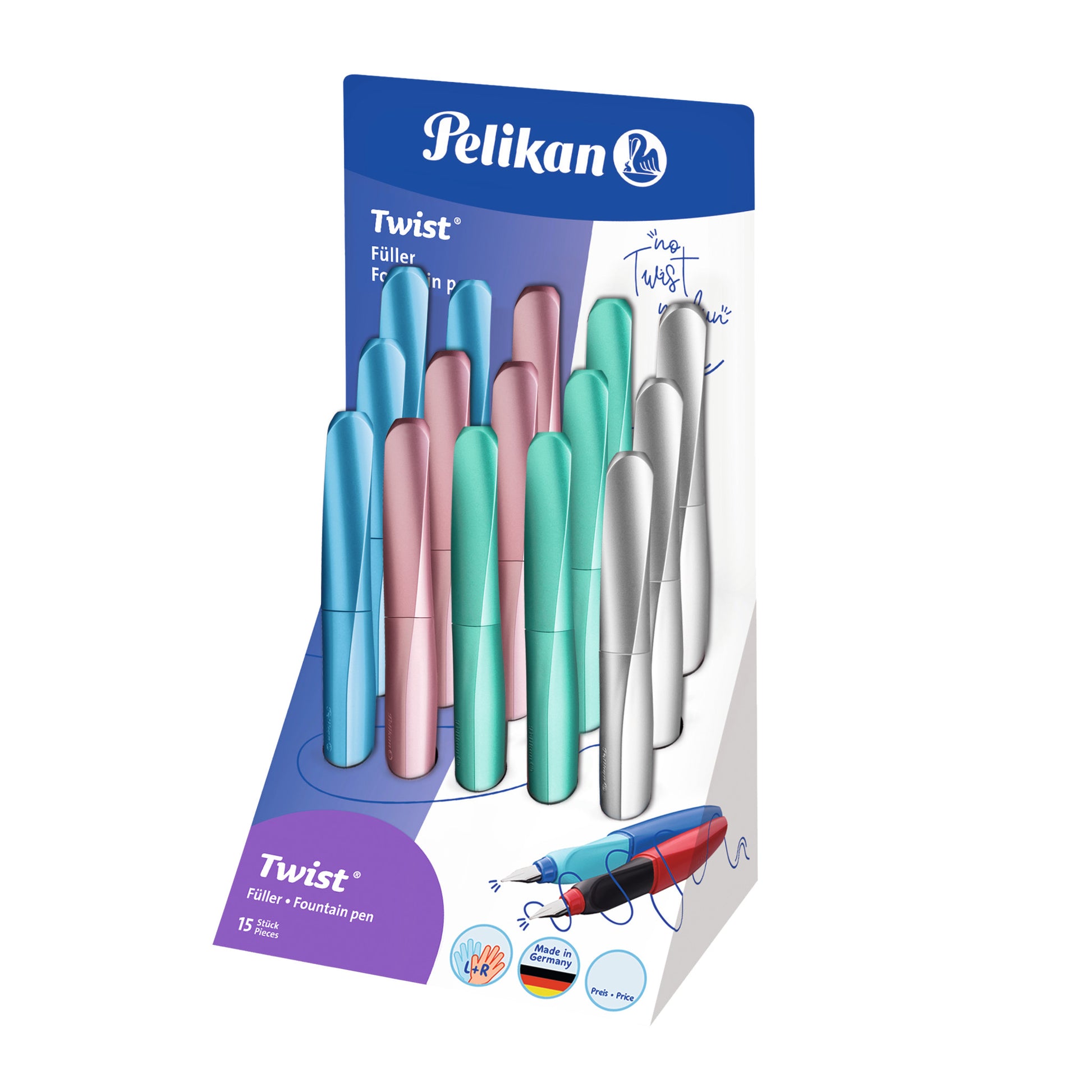 Pelikan Twist Classy Neutrals – Federspitze M – für Rechts- & Linkshänder – Patronen – 15er Box