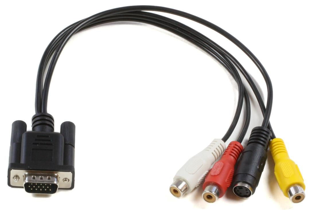 Microconnect Adapter VGA (D-Sub) zu S-Video + 3× RCA – 0,3 m – HDCP, 3D – Schwarz