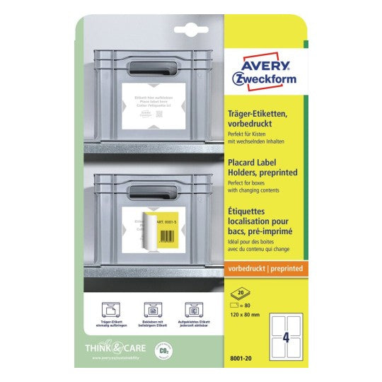 Avery Zweckform – Selbstklebendes Druckeretikett, 80 mm × 120 mm, Hellgrau, Polyester/Polypropylen
