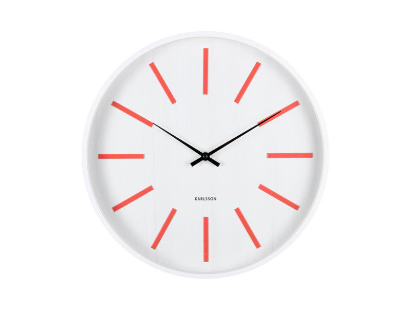 Karlsson Wanduhr – Analog, Ø 40 cm, weiss/rot, Holz