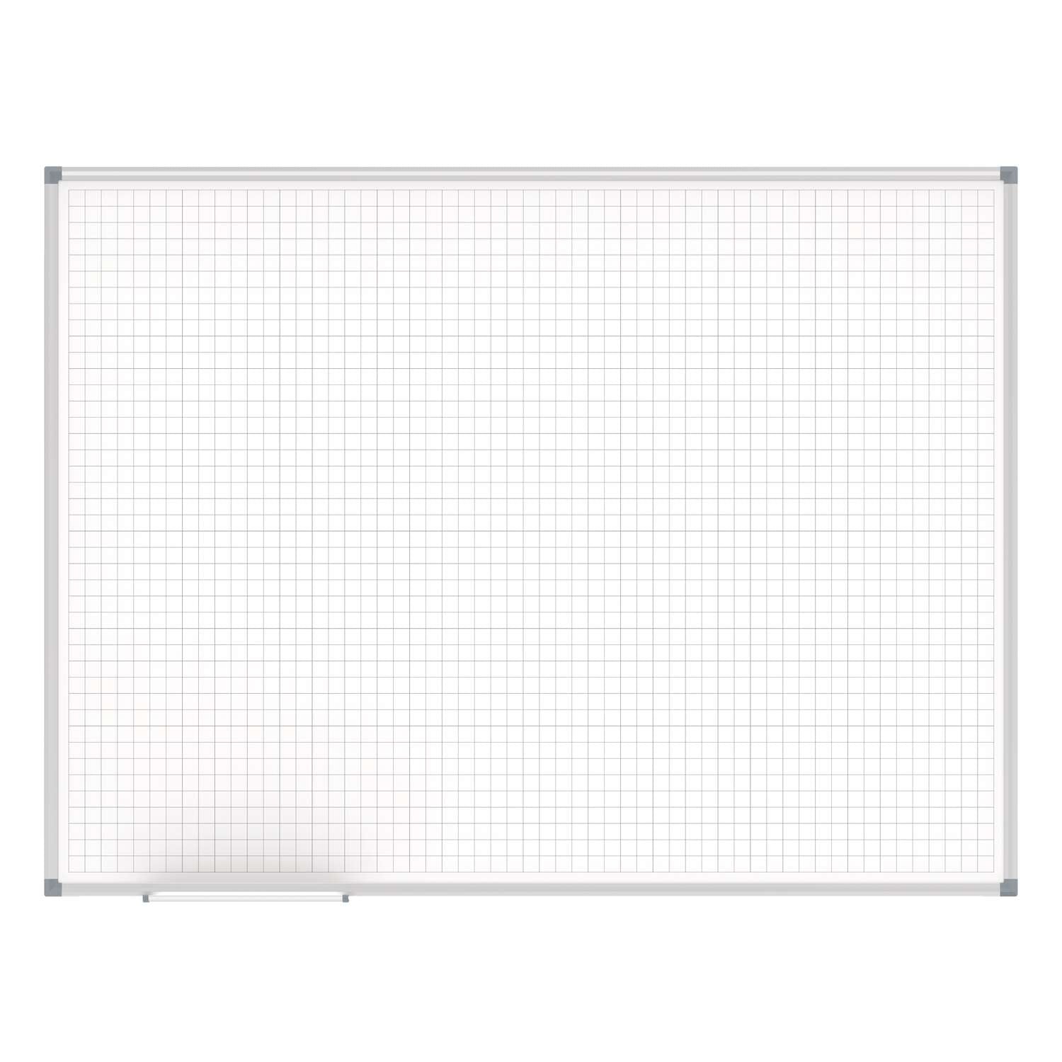 MAUL Whiteboard – 120 × 90 cm, Stahl, magnetisch, kariert (20 mm), Alu-Rahmen, Wandmontage