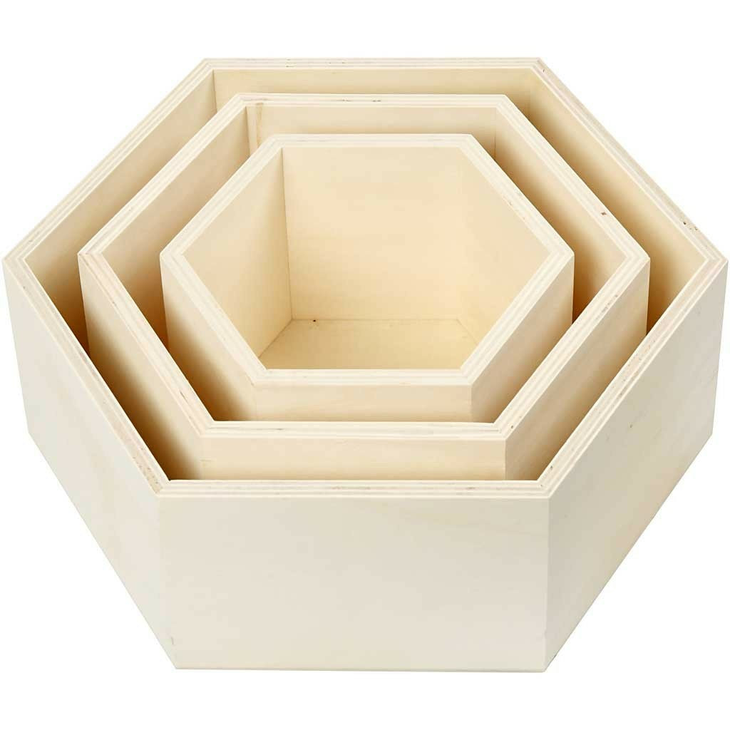 Creativ Company Wandregal, Hexagonal – Holz, Braun – 3 Stk.