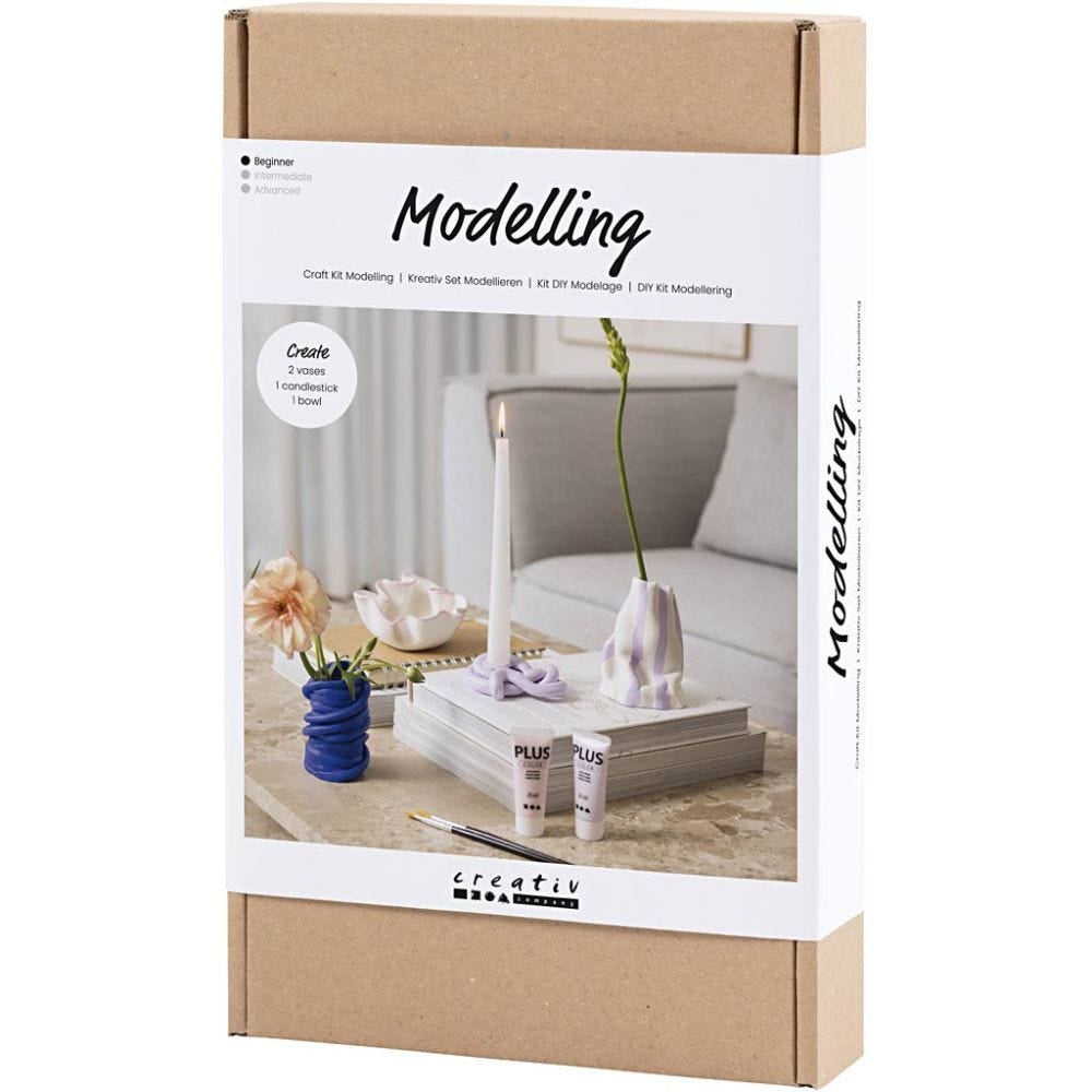 Creativ Company Knete-/Modelliermasse-Set Vase und Schale – Ton, lufttrocknend – mehrfarbig
